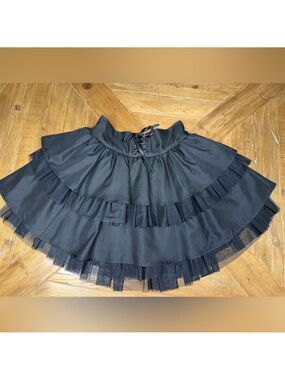 Hot Topic Black Tiered Tutu‎ Skirt - so cute with lace up accent - size small